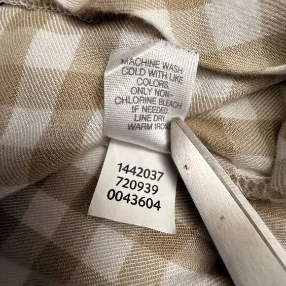 J.Jill tan and white gingham plaid long sleeve popover top - Picture 12 of 16